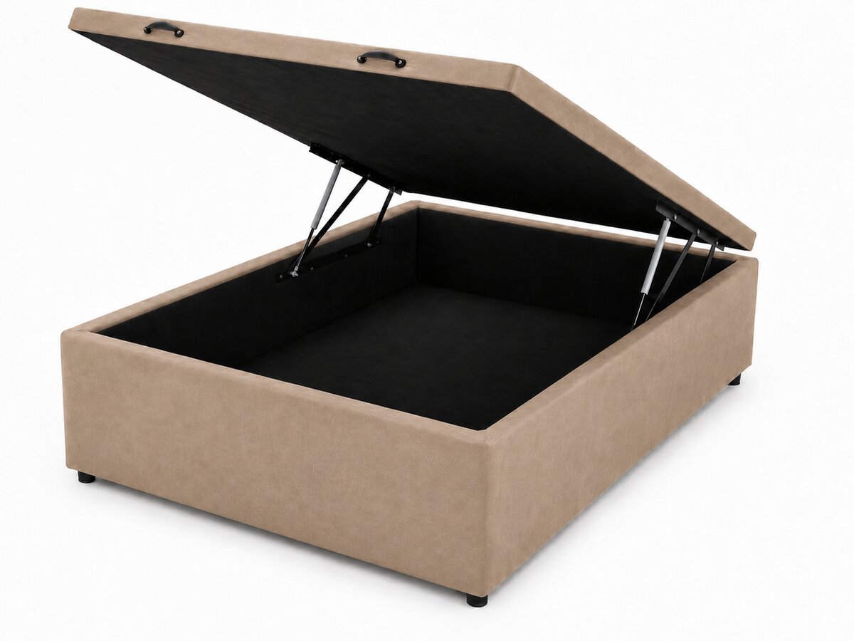Base box Baú Suede Bege Casal
