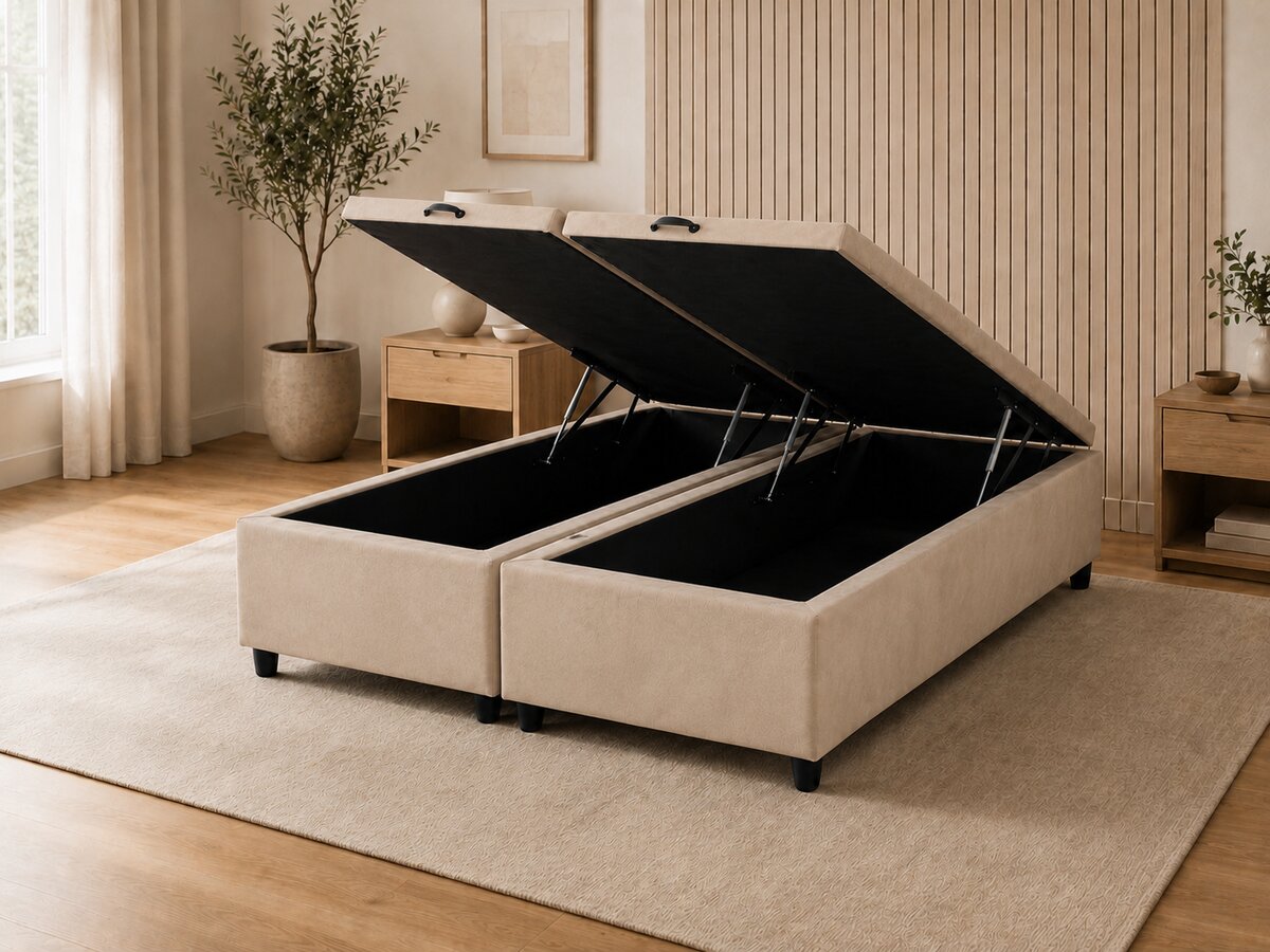 Base para Cama Box Baú Super King Suede Bege 193x203x37