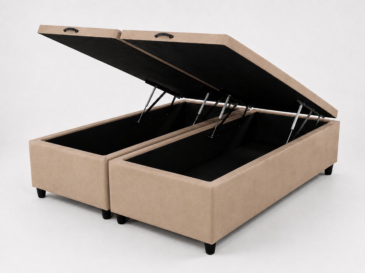 Base box Baú Suede Bege Super King