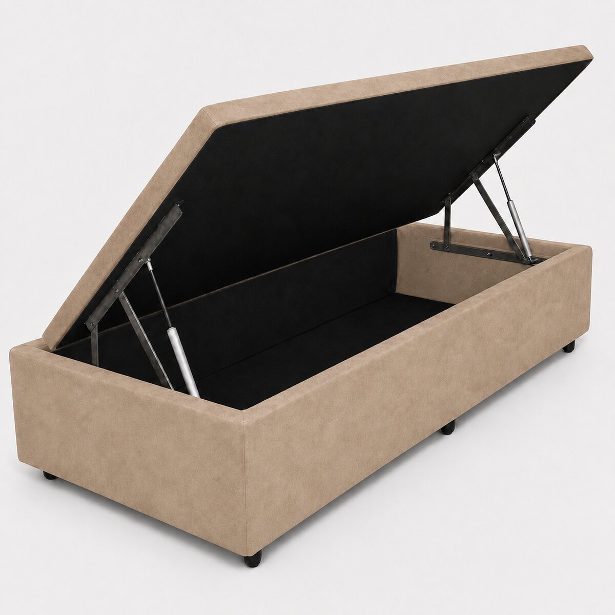 Base box Baú Suede Bege Solteiro
