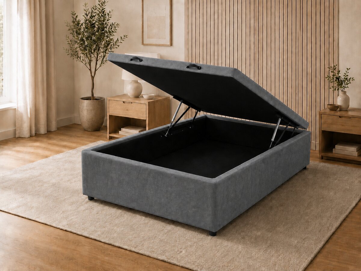 Base para Cama Box Baú Casal Suede Cinza 138x188x37