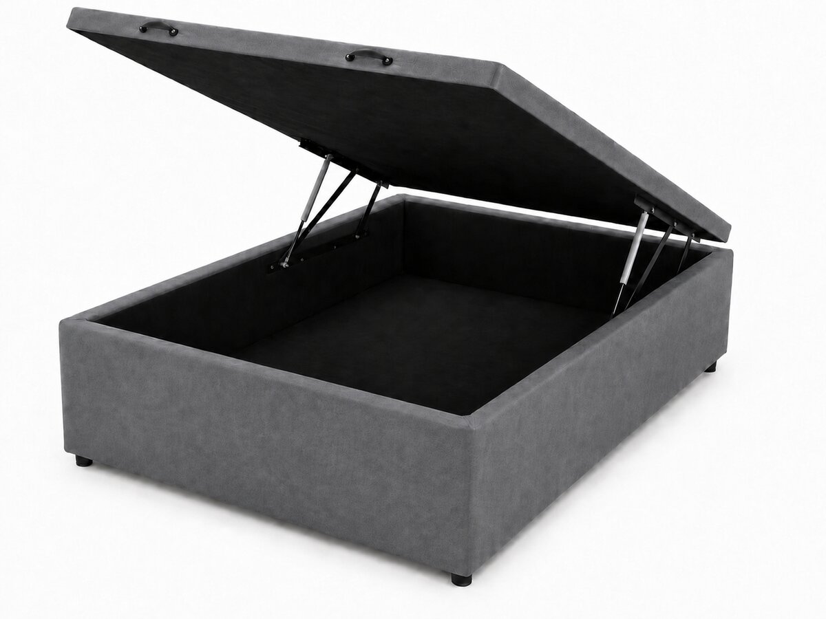 Base box Baú Suede Cinza Casal