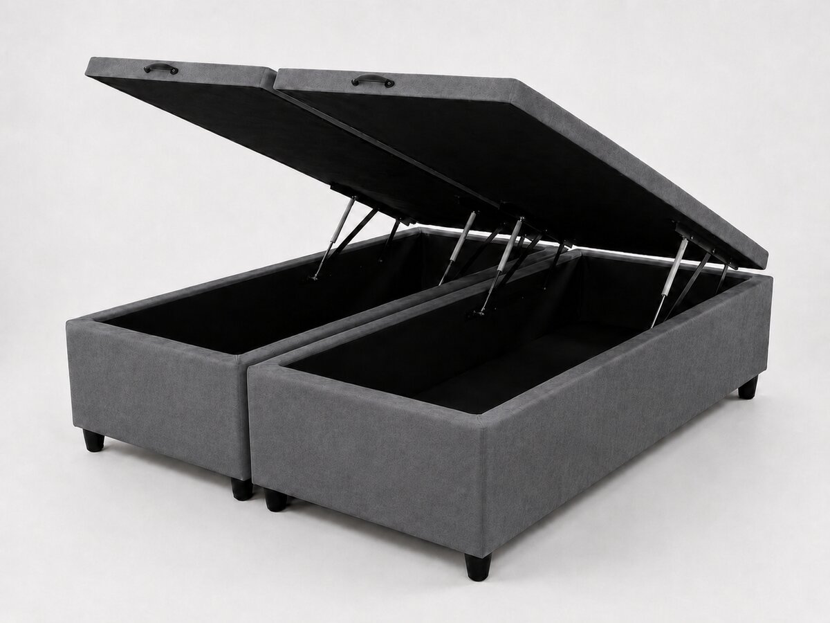 Base box Baú Suede Cinza Queen