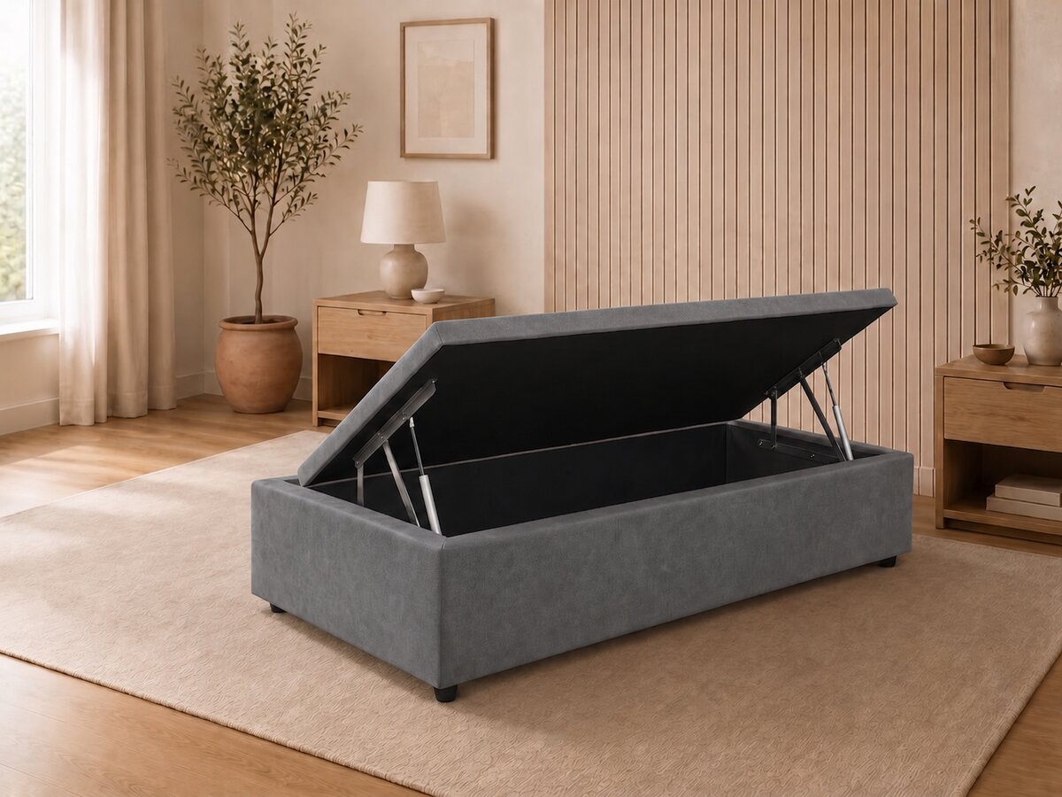 Base para Cama Box Baú Solteiro Suede Cinza 88x188x37