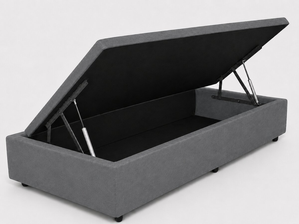 Base box Baú Suede Cinza Solteiro