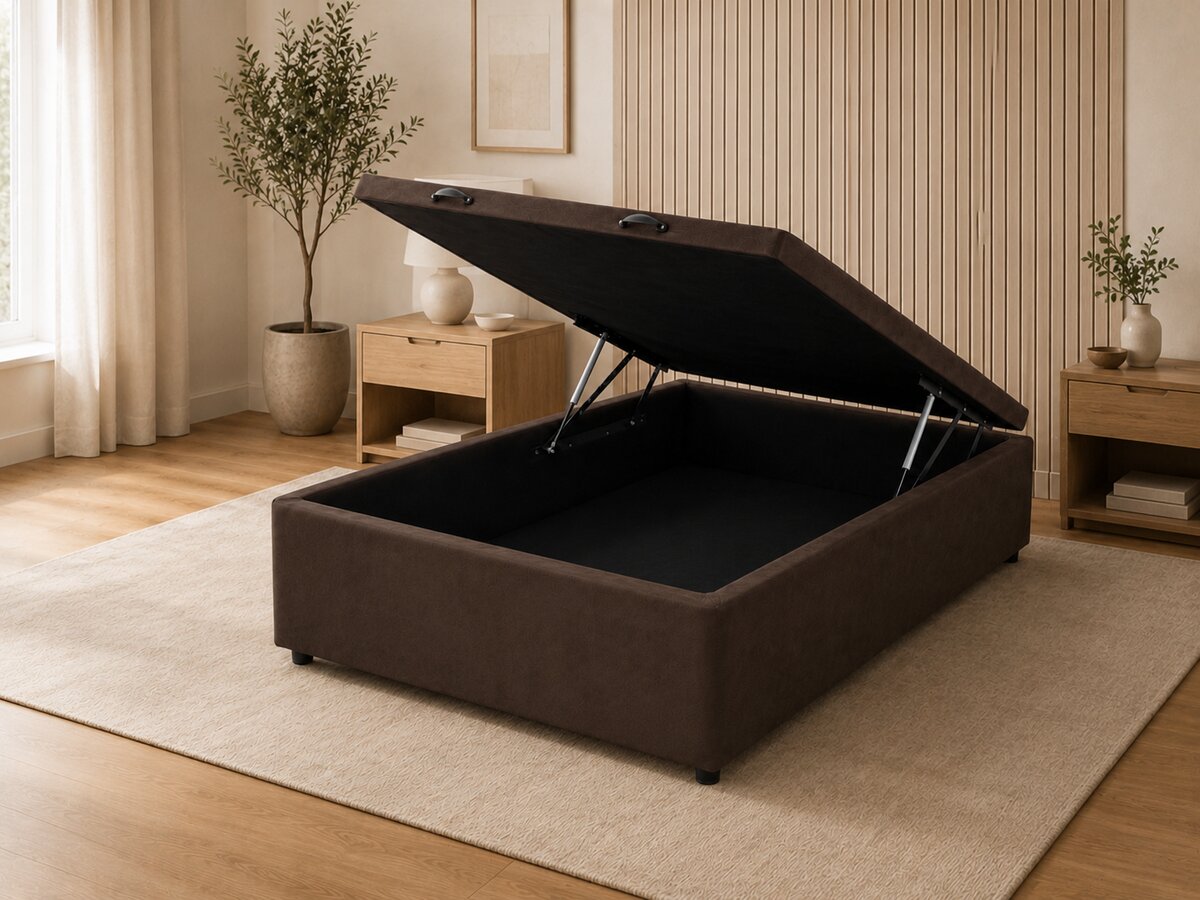 Base para Cama Box Baú Casal Suede Marrom 138x188x37