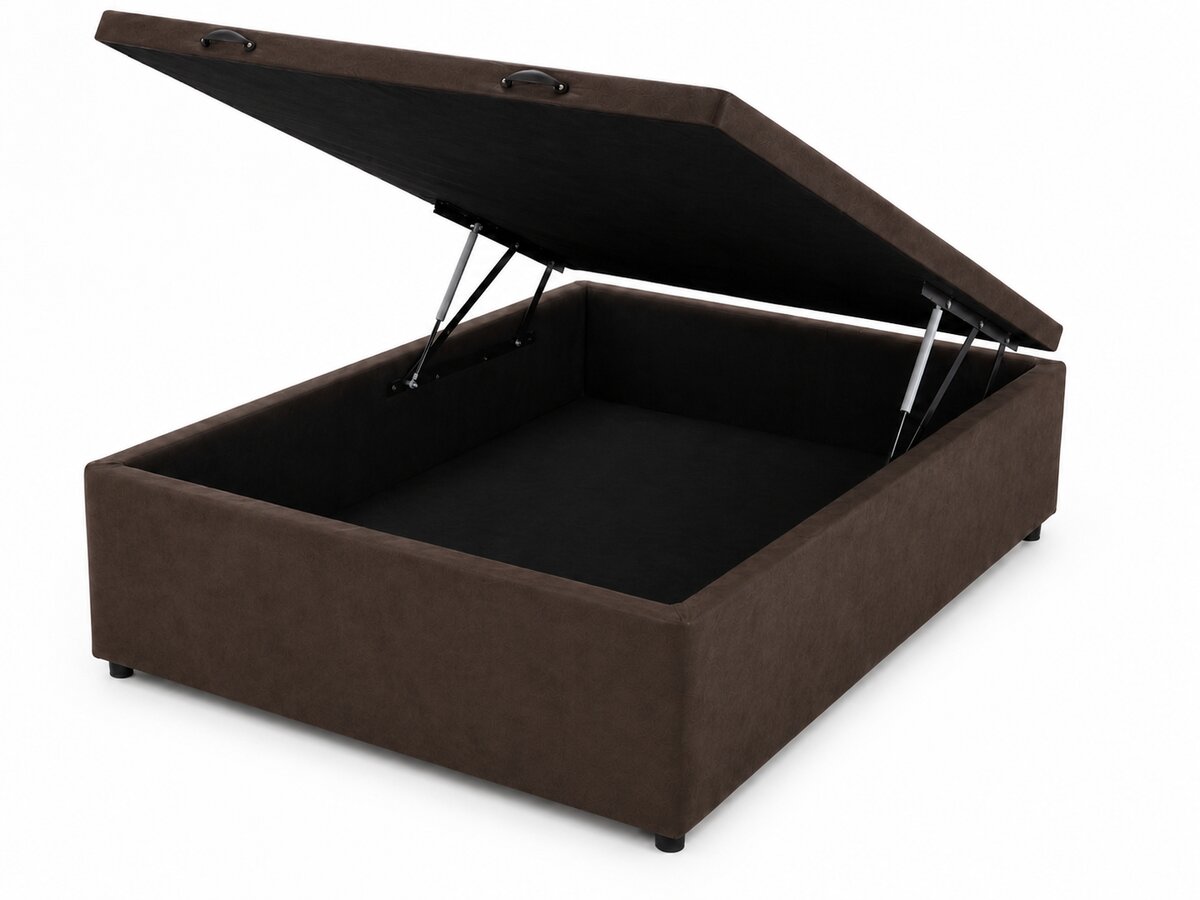 Base box Baú Suede Marrom Casal