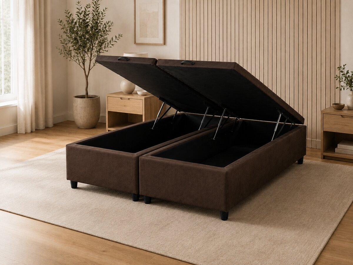 Base para Cama Box Baú Queen Suede Marrom 158x198x37