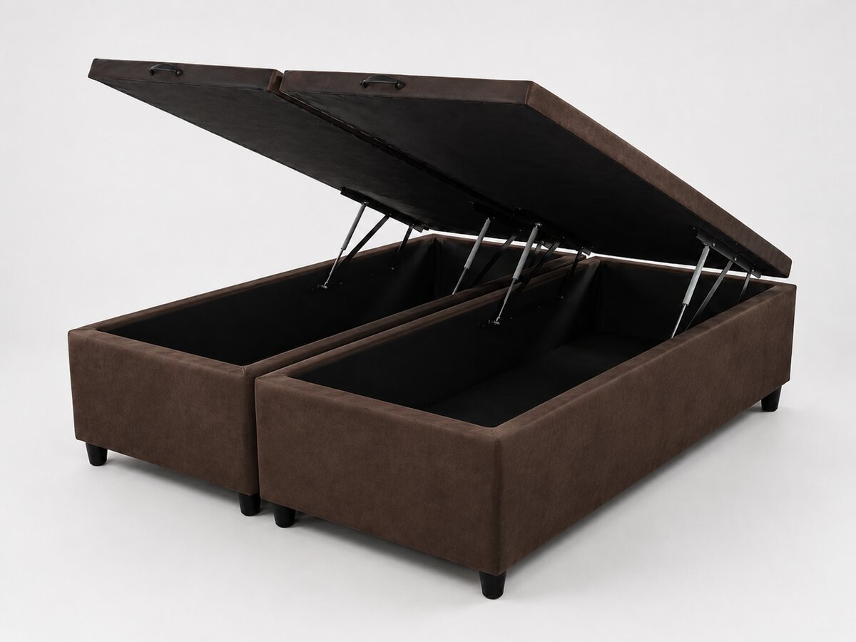 Base box Baú Suede Marrom Queen