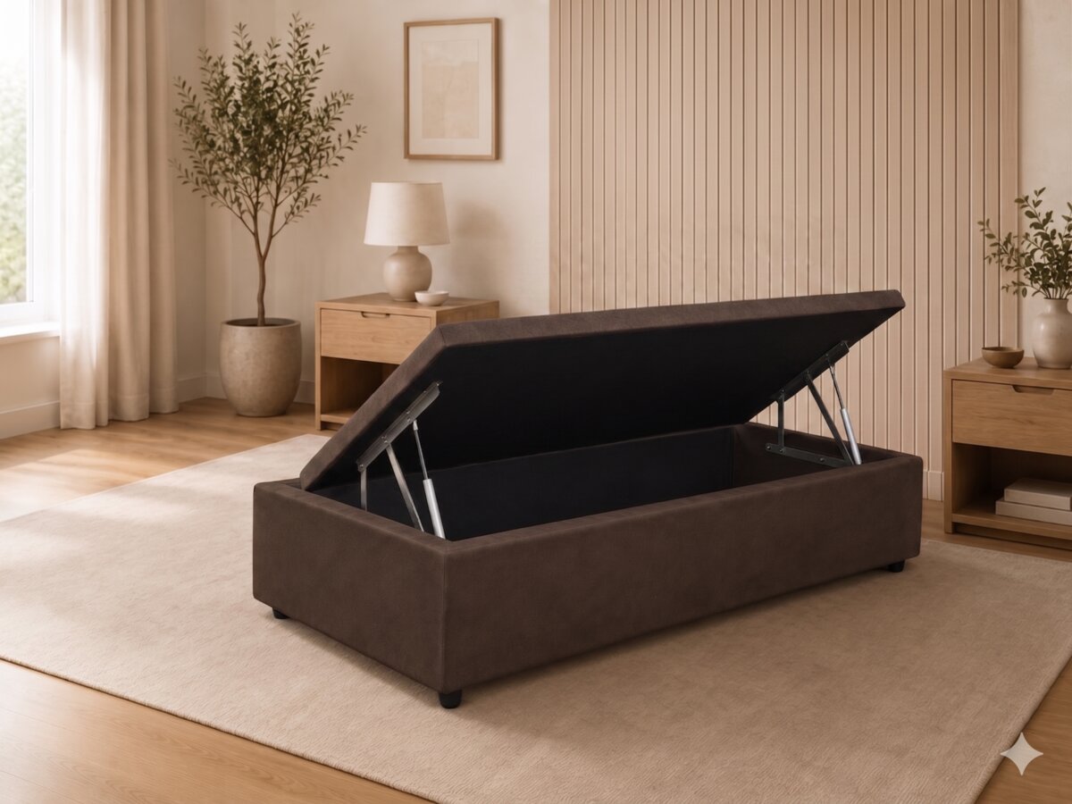 Base para Cama Box Baú Solteiro Suede Marrom 88x188x37