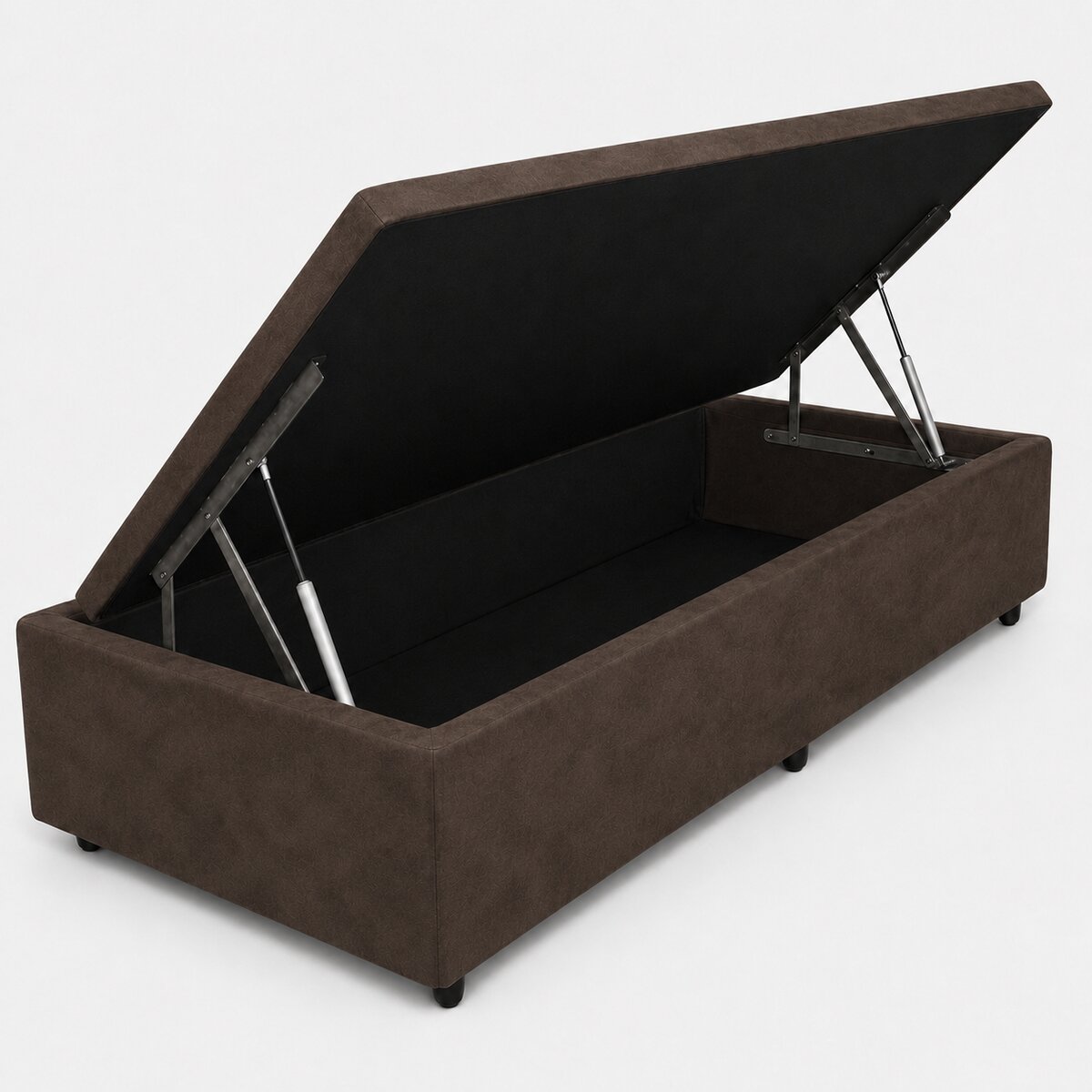 Base box Baú Suede Marrom Solteiro