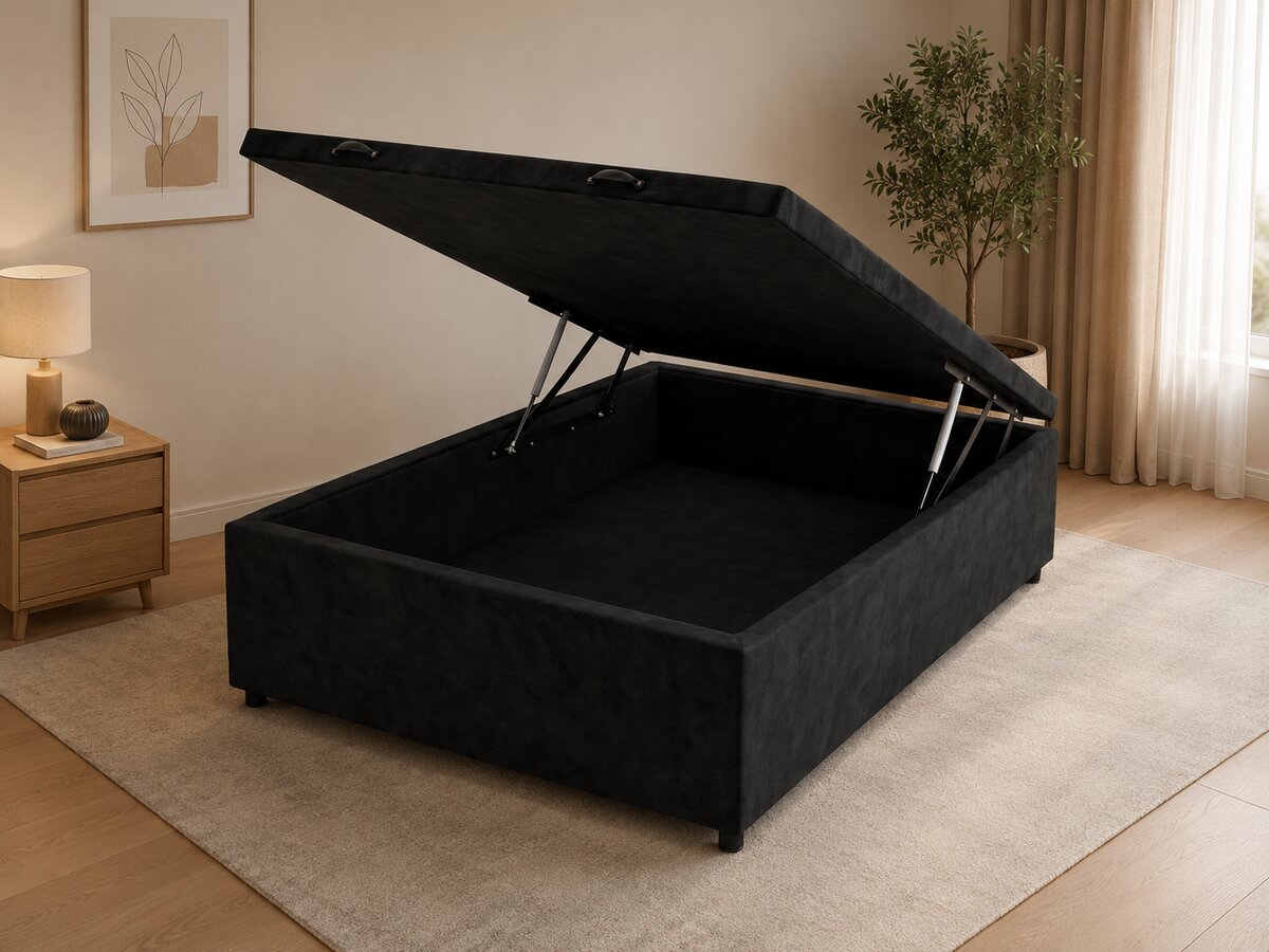 Base para Cama Box Baú Casal Suede Preto 138x188x37