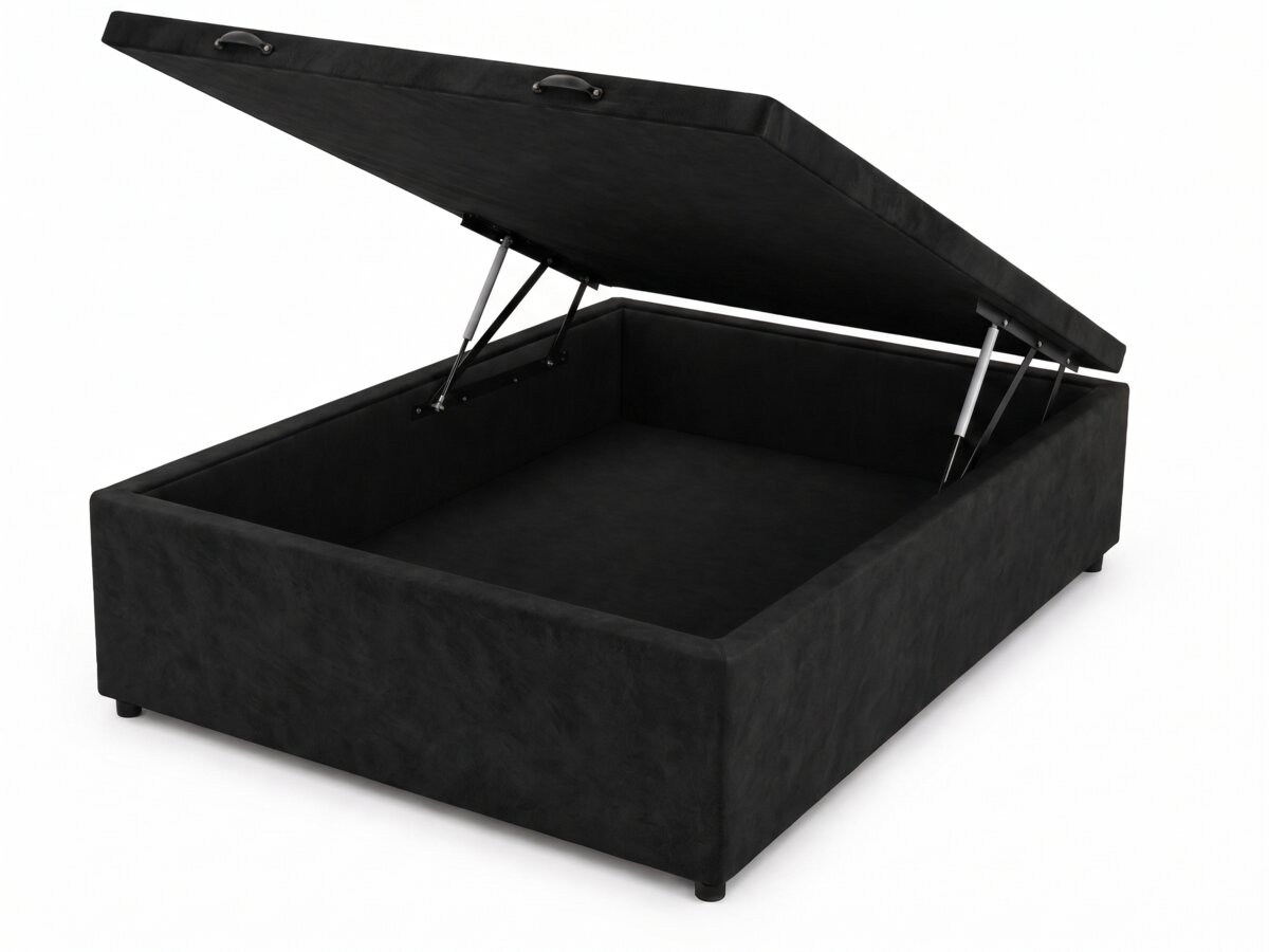 Base box Baú Suede Preto Casal
