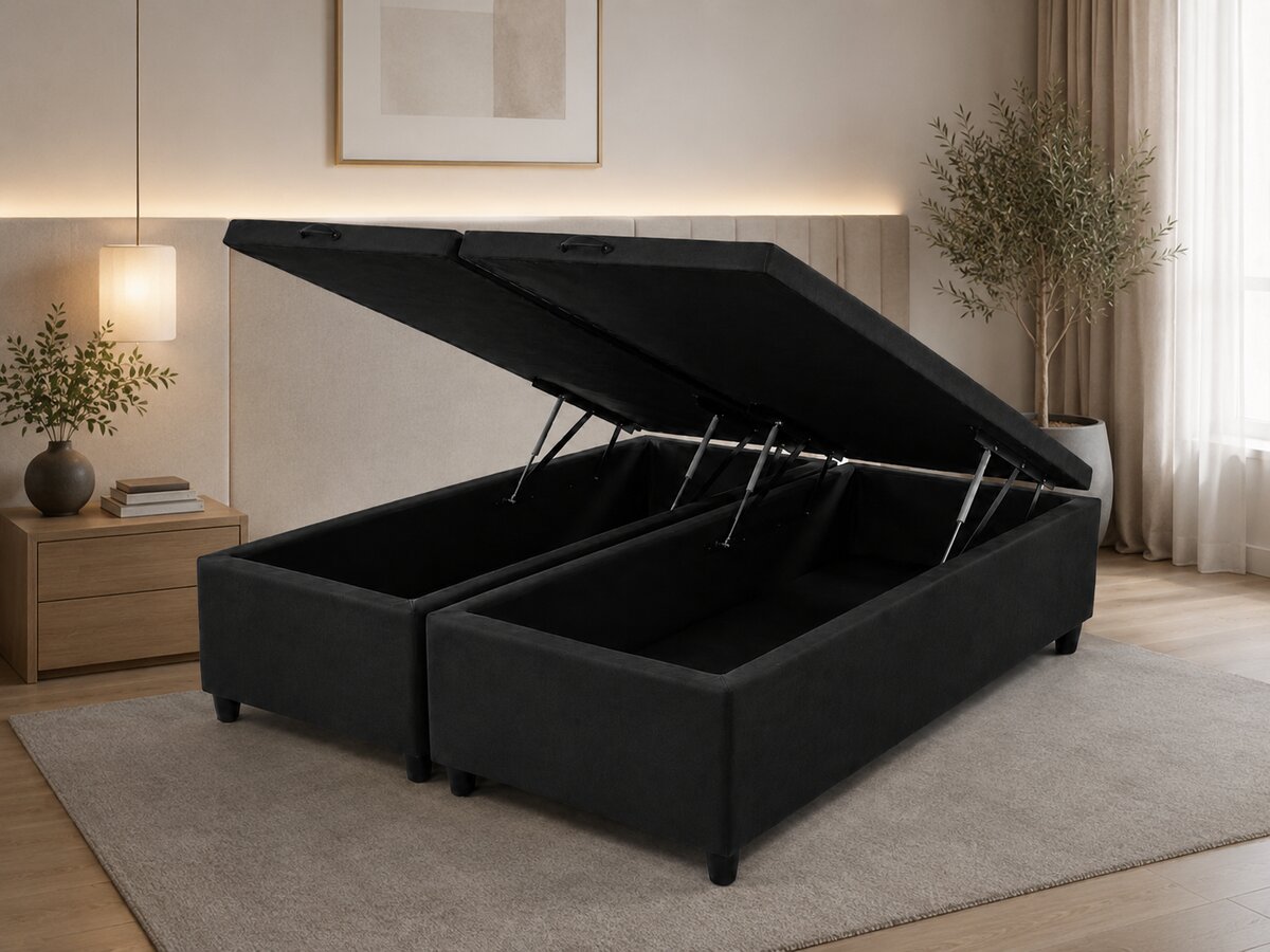 Base para Cama Box Baú Super King Suede Preto 193x203x37
