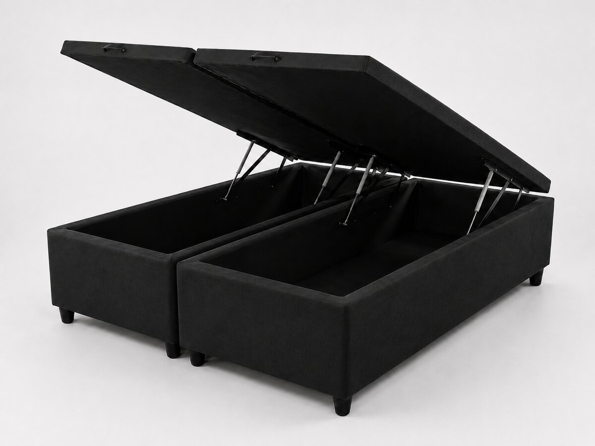Base box Baú Suede Preto Super King