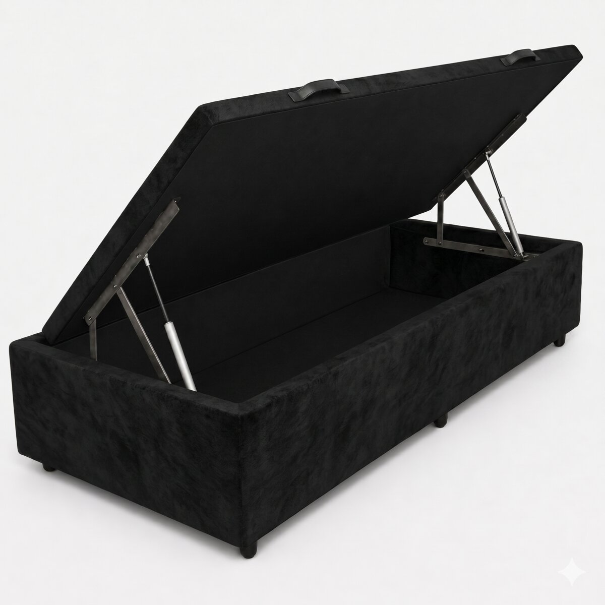 Base box Baú Suede Preto Solteiro