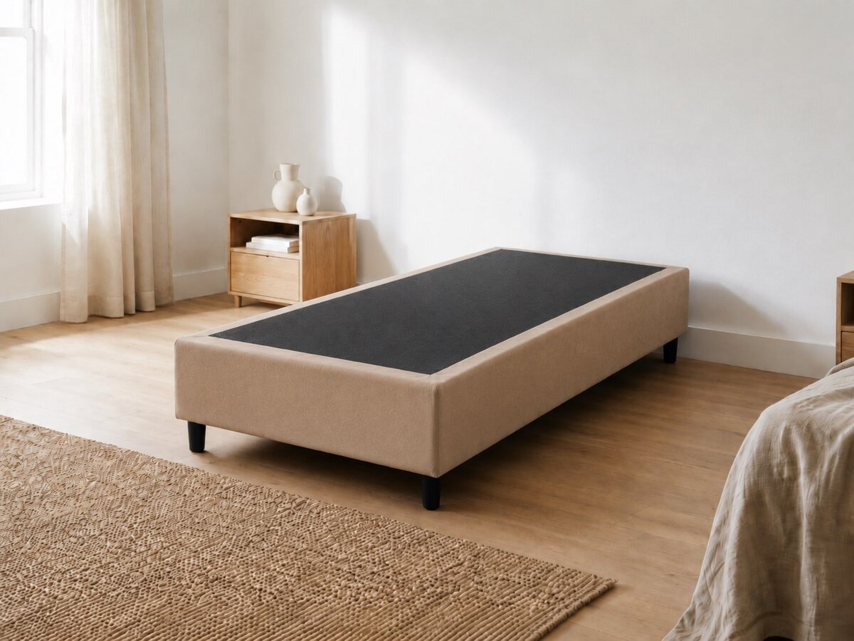 Base para Cama Box Solteiro Suede Bege 88x188x40