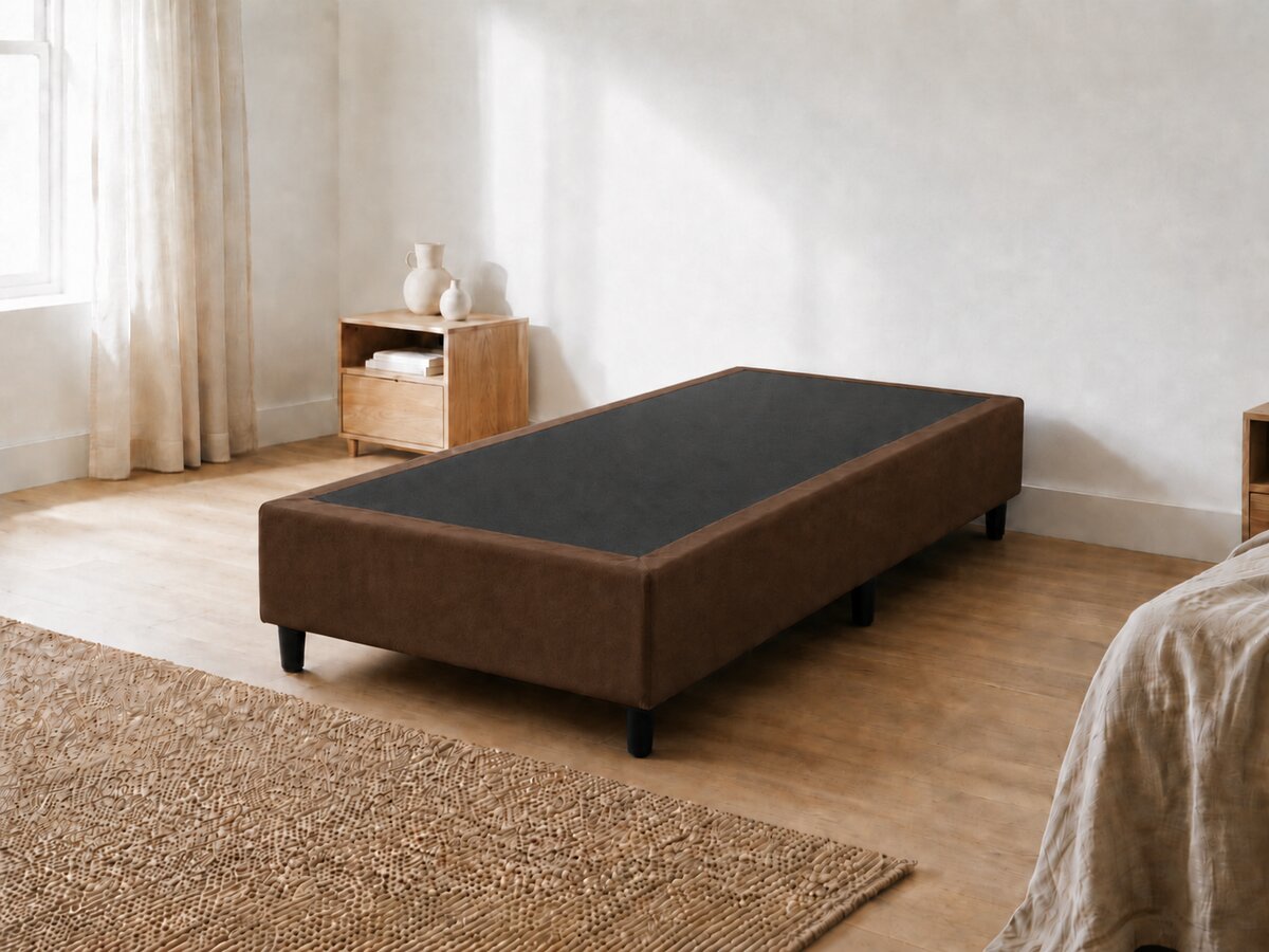 Base Cama Box Solteiro Suede Marrom