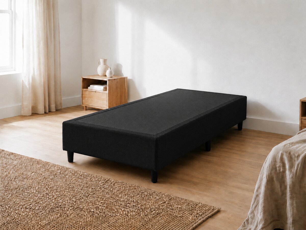 Base Cama Box Solteiro Suede Preto