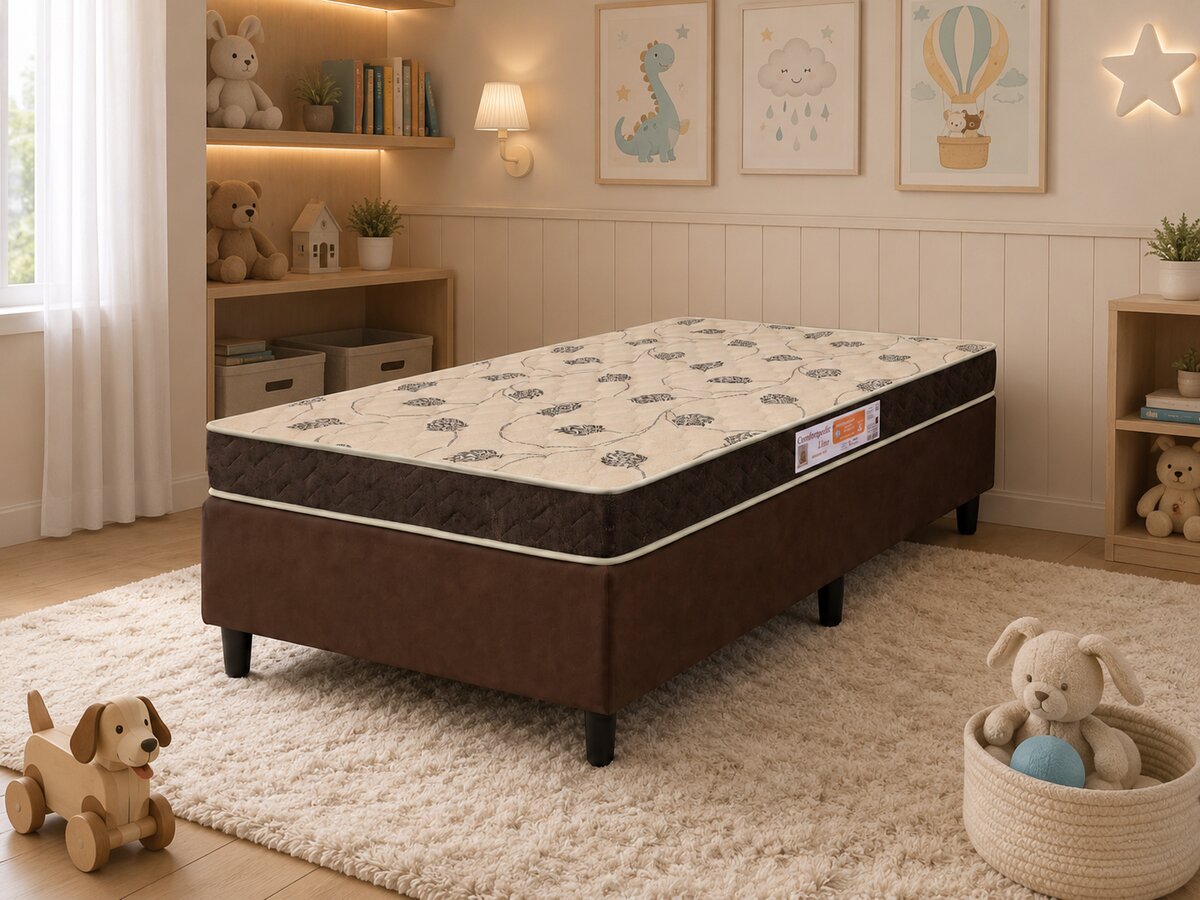 Cama Box Solteiro de Espuma D28 Comfortopedic 88x188x54