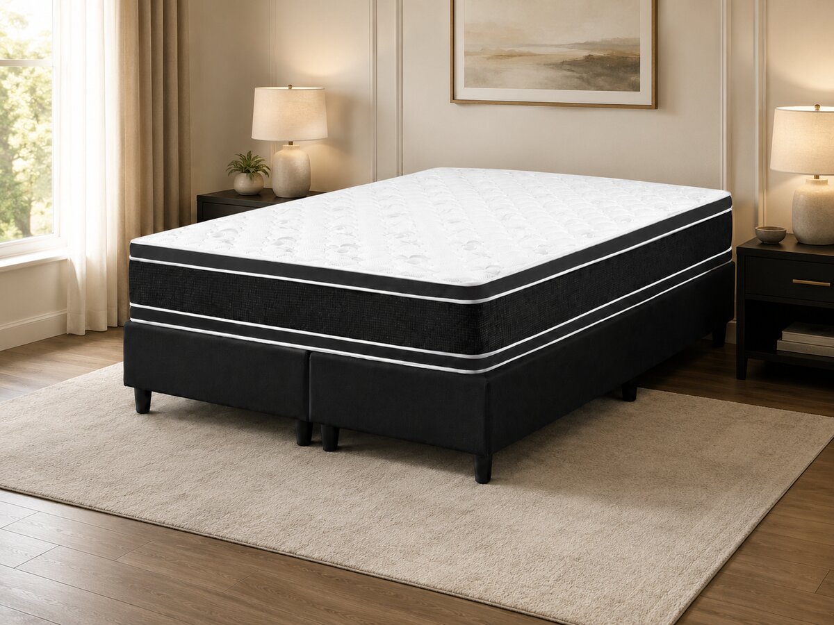 Cama Box Queen de Espuma D33 Black White Double Face 158x198x67