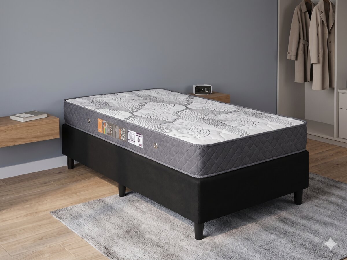 Cama Box Solteiro de Espuma D33 Ícaro Black 88x188x60
