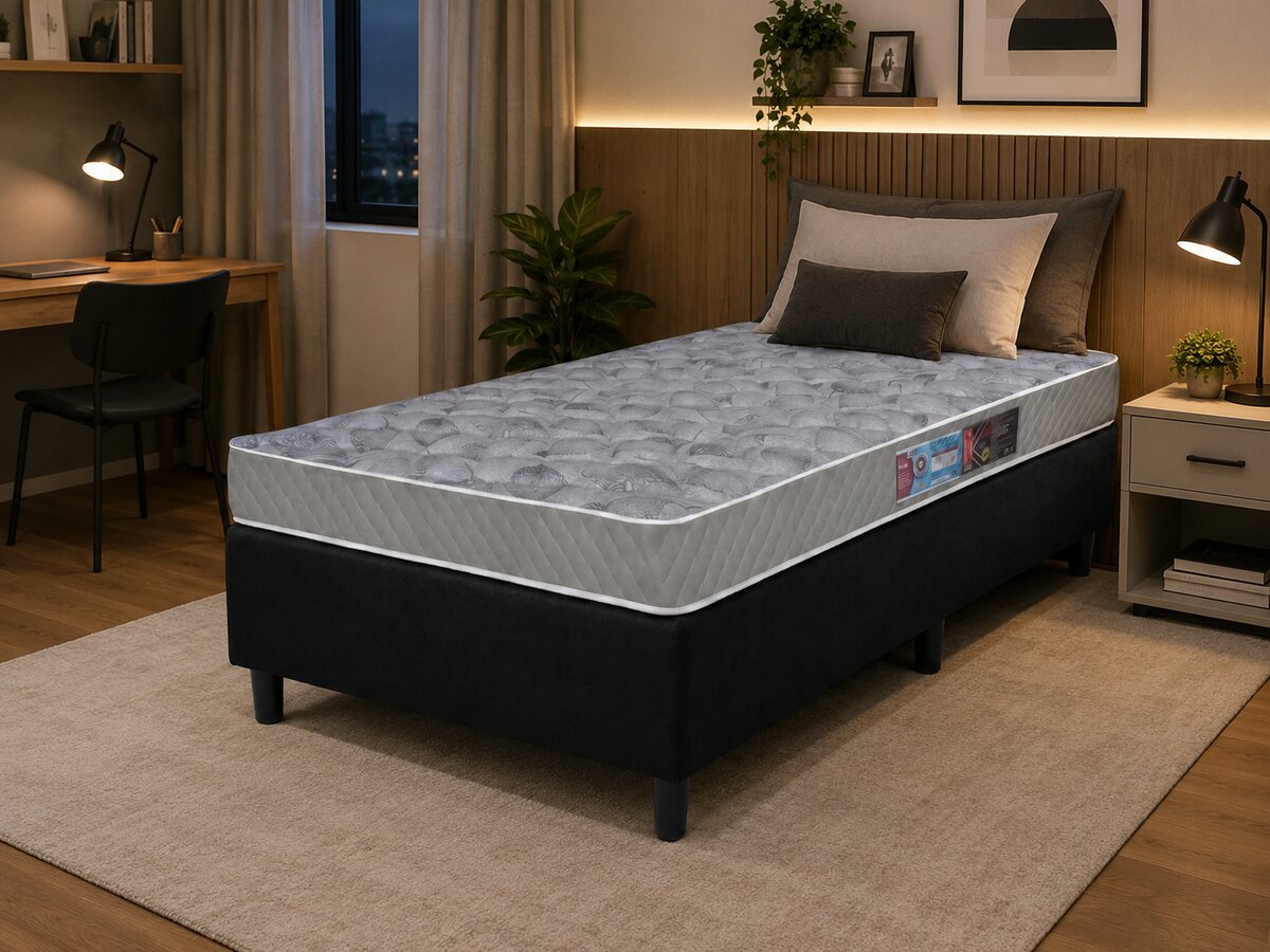Cama Box Solteiro de Espuma D33 Sleep Max 88x188x58
