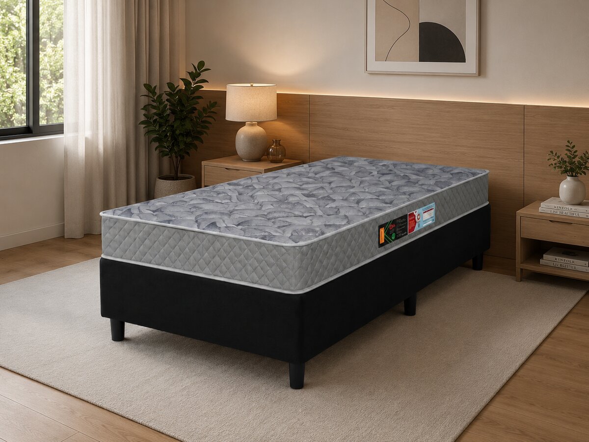 Cama Box Solteiro de Espuma D33 Sleep Max 88x188x65