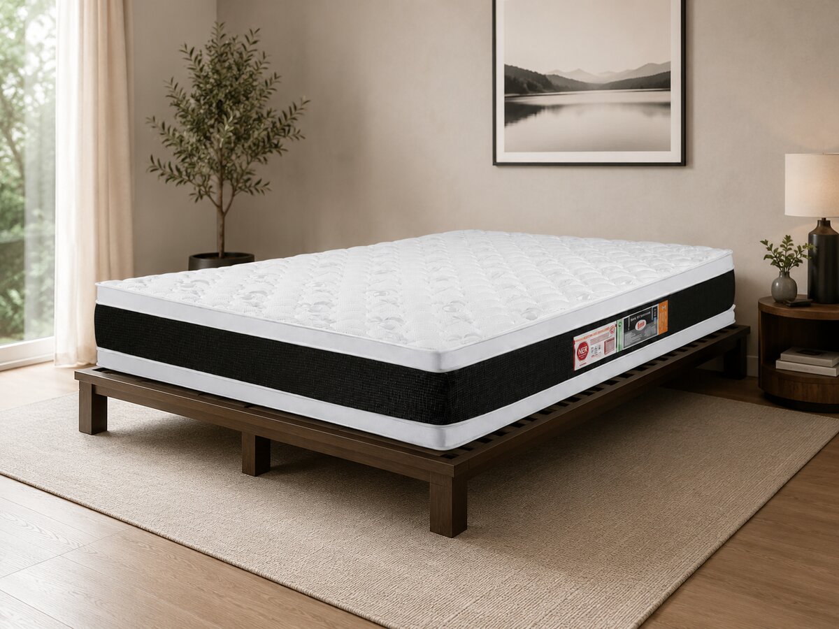 Colchão de Espuma Casal D45 Black White Double Face 138x188x27