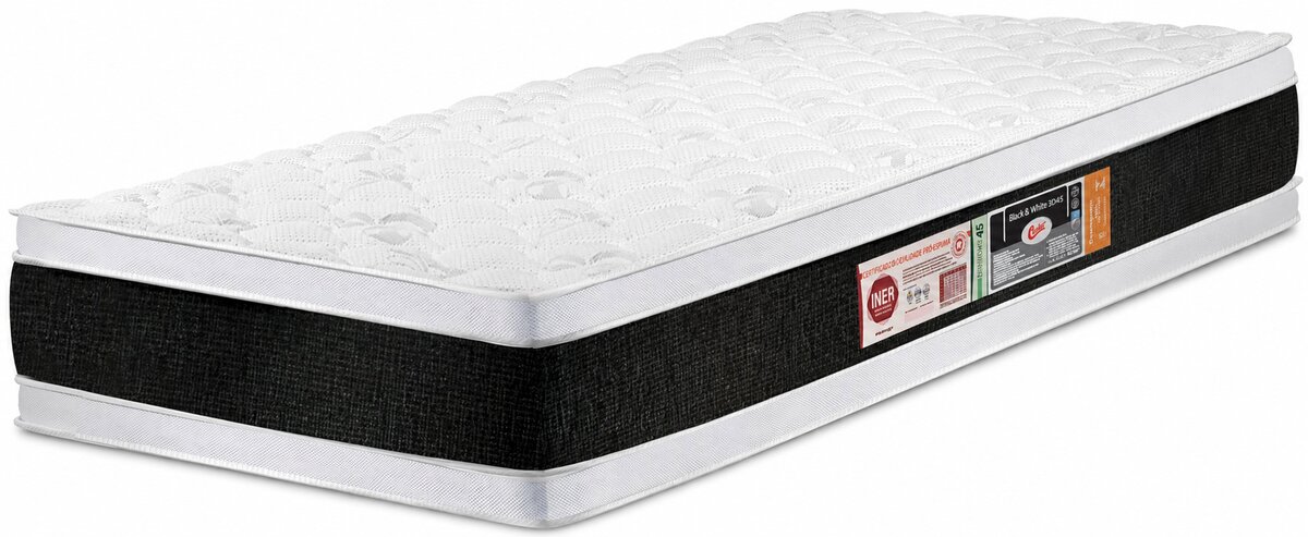 Colchão D45 Black White Double Face Solteiro 88x188x27
