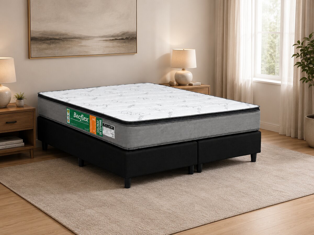 Cama Box Super King de Espuma D80 Vision Pillow Top Duplo 193x203x68