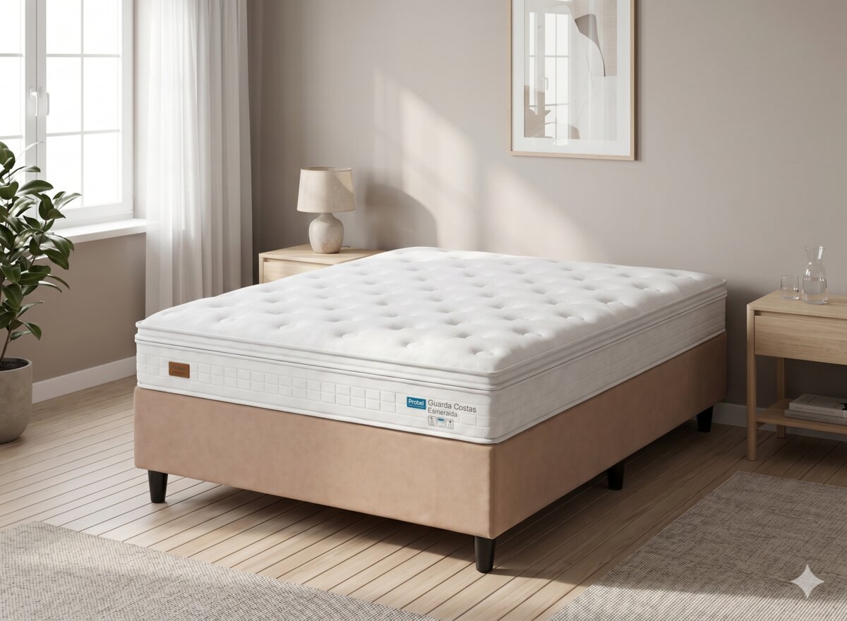 Cama Box Casal Molas Ensacadas Esmeralda 138x188x73