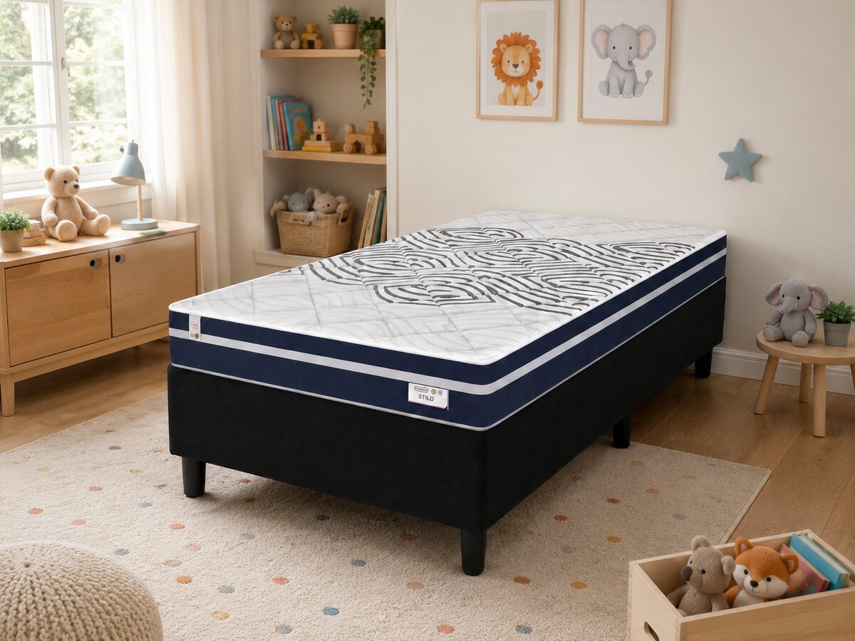 Cama Box Solteiro Molas Ensacadas Prime com Base Suede Preta 88x188x65